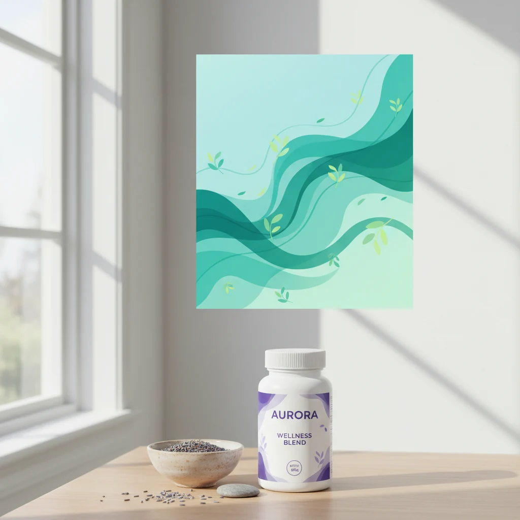 Abstrakt wellness-illustration med flödande gröna och teal-toner